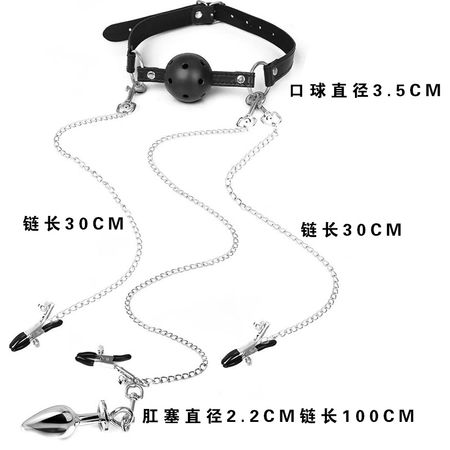 SM mouth plug nipple clamp anal plug female sex chain